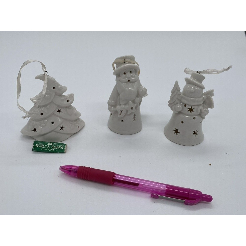 kurt s adler ornaments Set Of 3 Tree Santa And Snowman Ceramic